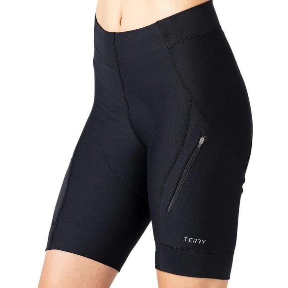 NWT TERRY GRAND TOURING Padded Cycling Shorts Women's sz L Black Pockets - Picture 6 of 7